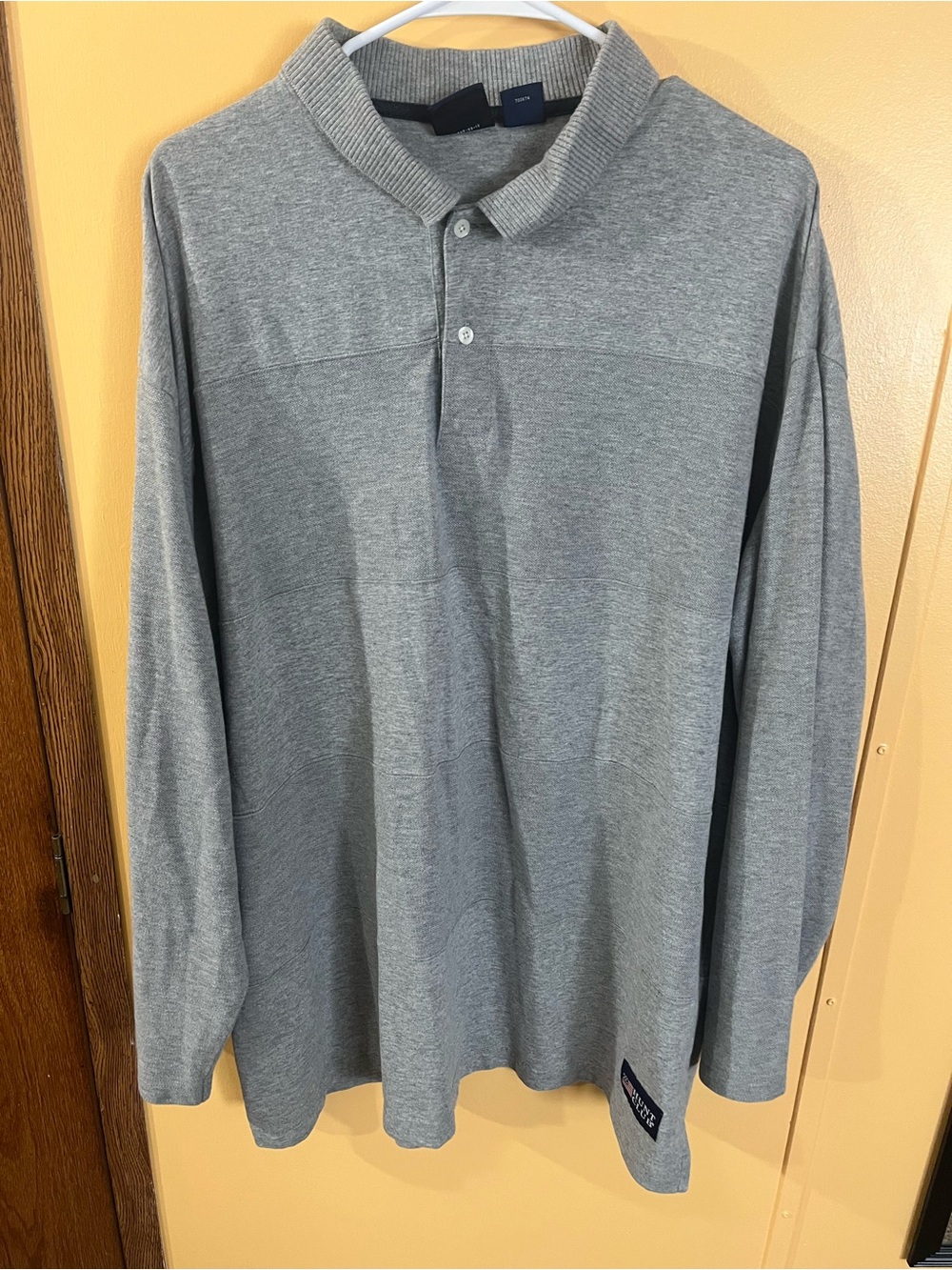 Hunt Club Men's XXL Long-Sleeve Polo Shirt - Light Gray/Darker Gray 100% Cotton